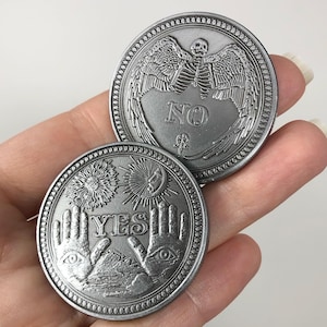 One Ouija Yes or No Coin Toss Fate Divination Lucky Fidget - Silver Option