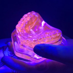LAST ONE! Glowing Blue Glass Human Teeth Mold UV Black Light Reactive Selenium for Uranium Collectors