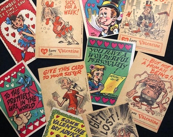 Carte de la Saint-Valentin des années 50 avec humour noir sarcastique sur le thème du monstre d'horreur - à vous de choisir !