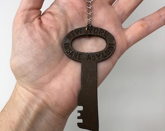 Huge NY Insane Asylum Rusty Jail Cell Style Large Key - Keychain Option - For Cosplay, Movie Prop, Oddities, Medical Collection