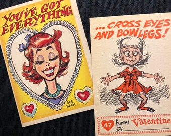 1950s Mean Valentine Card - You've Got Everything Cross Eyes And Bowlegs - Sarcastic Dark Humor Rude Joke Horror Themed