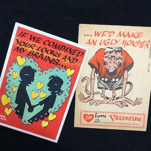 Cartão de Dia dos Namorados Monstro dos anos 1950 - Se combinássemos sua aparência e meu cérebro, faríamos um monstro feio - Humor negro sarcástico com tema de terror