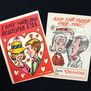 Carte de Saint-Valentin monstre des années 50 - J'aime vos deux beaux yeux et le troisième aussi - Humour noir sarcastique sur le thème de l'horreur