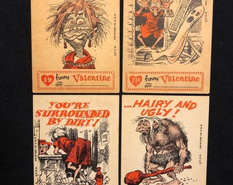 Carte de la Saint-Valentin des années 50 avec humour noir sarcastique sur le thème du monstre d'horreur - à vous de choisir !