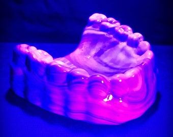 SALE! Glowing Human Teeth Cadmium Milky Slag Glass - UV Black Light Reactive!