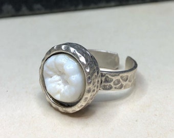 YOUR SUPPLIED TOOTH made into Adjustable Antique Silver Ring 10mm Setting - Starts at Size 7