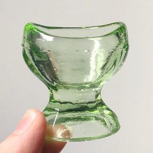 SALE Vintage Glowing Glass Eye Wash Cup UV Black Light Reactive Green Uranium Vaseline Glows image 4