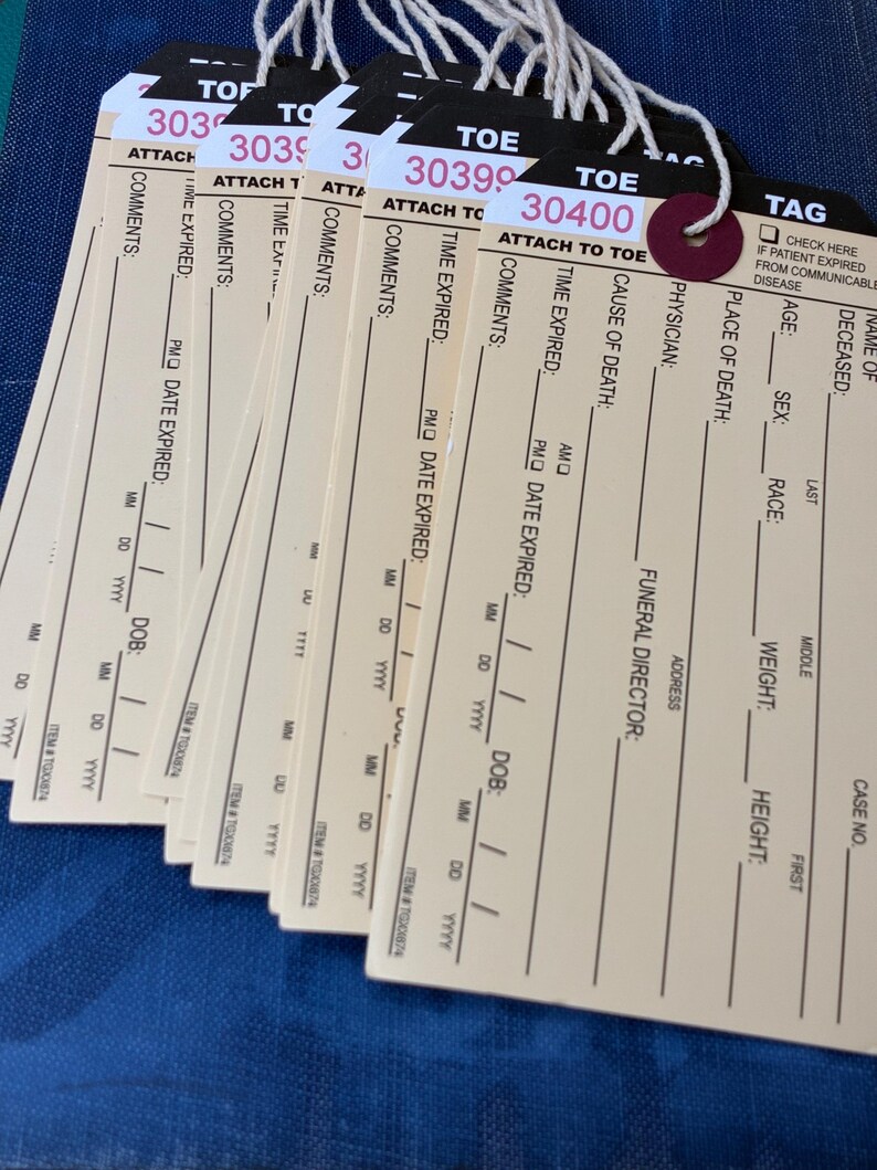 10 Real Corpse Toe Tags Blank With String to Tie to Toe! for Crafting ...