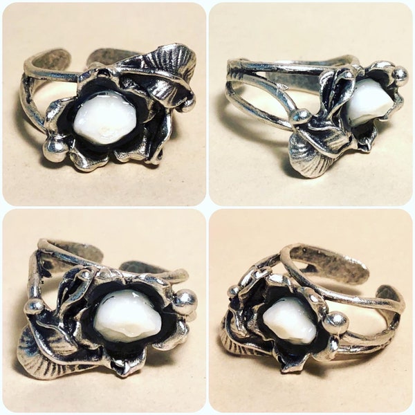 YOUR SUPPLIED BABYTOOTH - Made into Late Blooming Molar or Incisor: Resin Set Real Human Baby Tooth Adjustable Flower Ring