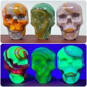 Choisissez-en une ! Verre incandescent, crâne humain, uranium, cadmium, sélénium - Réactif aux UV à la lumière noire !