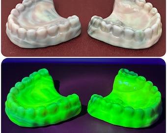 PICK ONE! Glowing Uranium Milky Slag Glass Human Teeth - 395 & 365 UV Black Light Reactive Glows Green!