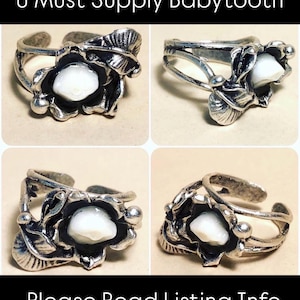 YOU SUPPLY BABYTOOTH - Your Supplied Baby Tooth Made into Resin Set Real Human Milk Tooth Adjustable Flower Ring - Starts at Size 6.5