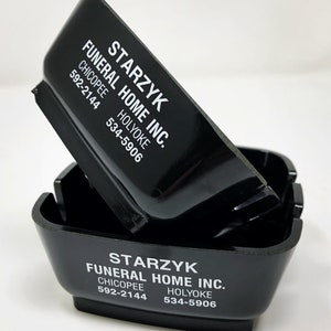 Vintage Funeral Home Ash Tray NOS -  Funerary Advertising - Starzyk Funeral Home Chicopee Holyoke Massachusetts - Movie Prop, Collection