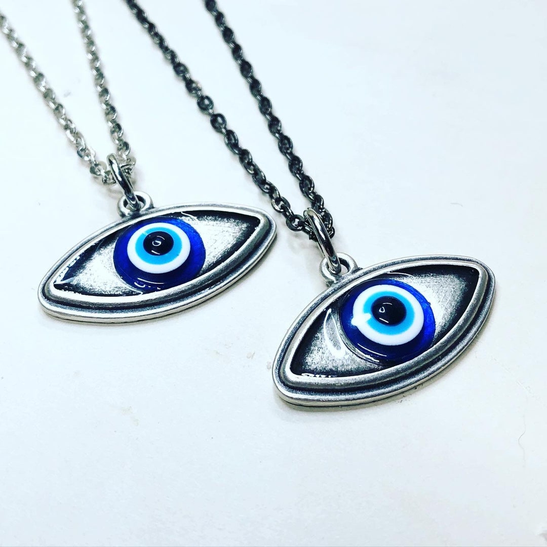 Mint Enamel Evil Eye Pendant Necklace main image 1