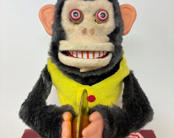 1960s Jolly Chimp Cymbal Playing Creepy Vintage Monkey Toy - Option A - Nonfunctional