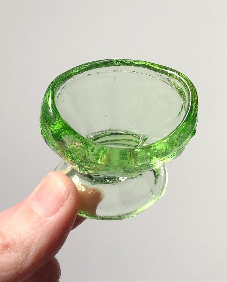 SALE Vintage Glowing Glass Eye Wash Cup UV Black Light Reactive Green Uranium Vaseline Glows image 6