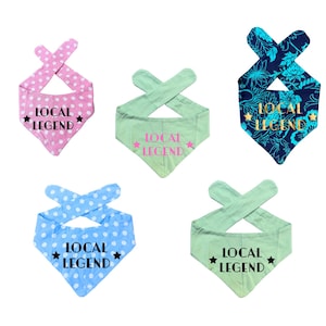 Local Legend Pet Bandana | Neck Scarf for Dogs or Cats | 5 Color Options | Adjustable Dog Bandana for Walks | Polka Dot, Sage or Floral