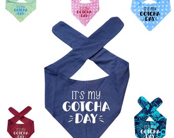 It's My Gotcha Day Doggy Bandana | Pet Adoption Neck Scarf for Dogs or Cats | Adorable Birthday Design for Pet | MANY Color Options!