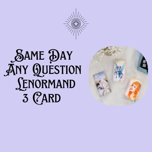 Lecture Lenormand d'une question le même jour • Trois cartes Recevez une lecture écrite de trois cartes via Messenger, parfaite pour toute question