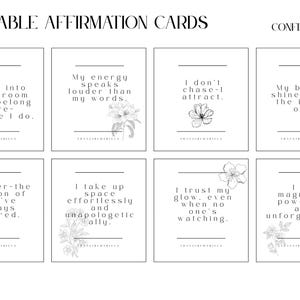 24 tarjetas de afirmación imprimibles para la confianza, la mentalidad y la paz interior: eleva tu aura