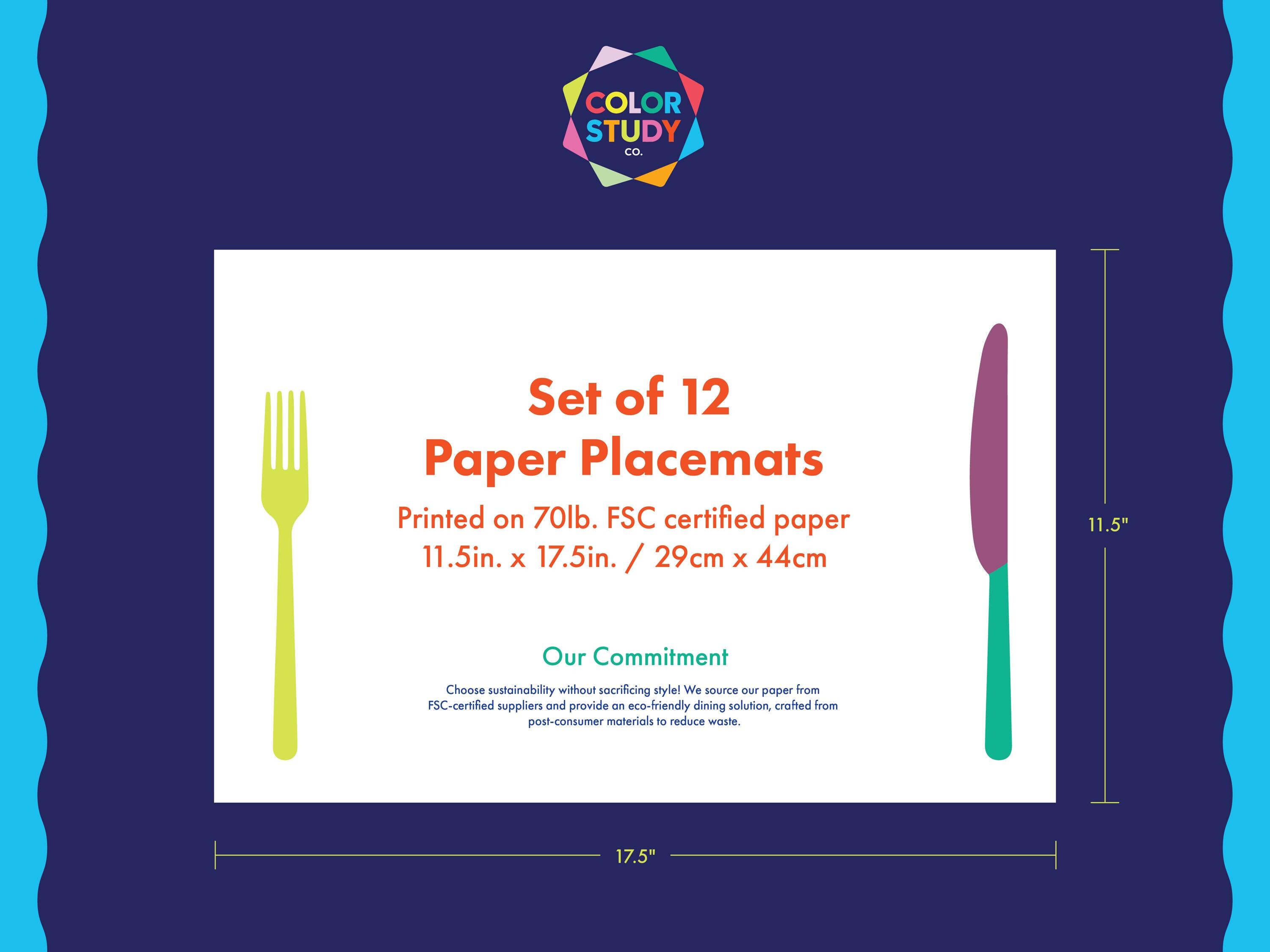 Colorblock Paper Placemats – Reusable Laminated or Disposable Paper ...