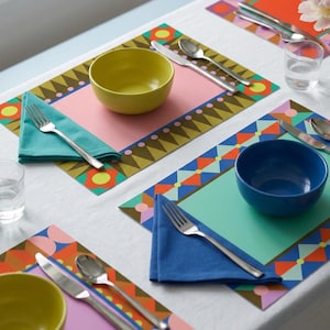 Nutcracker Holiday Placemats  – Reusable Laminated or Disposable Paper | Christmas Table Decor, Festive & Whimsical Geometric Place Settings