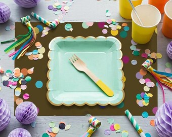 Birthday Paper Placemats Set of 12, Confetti Party Table Decor, Disposable Kids Birthday Placemats, Eco Friendly Party Supplies