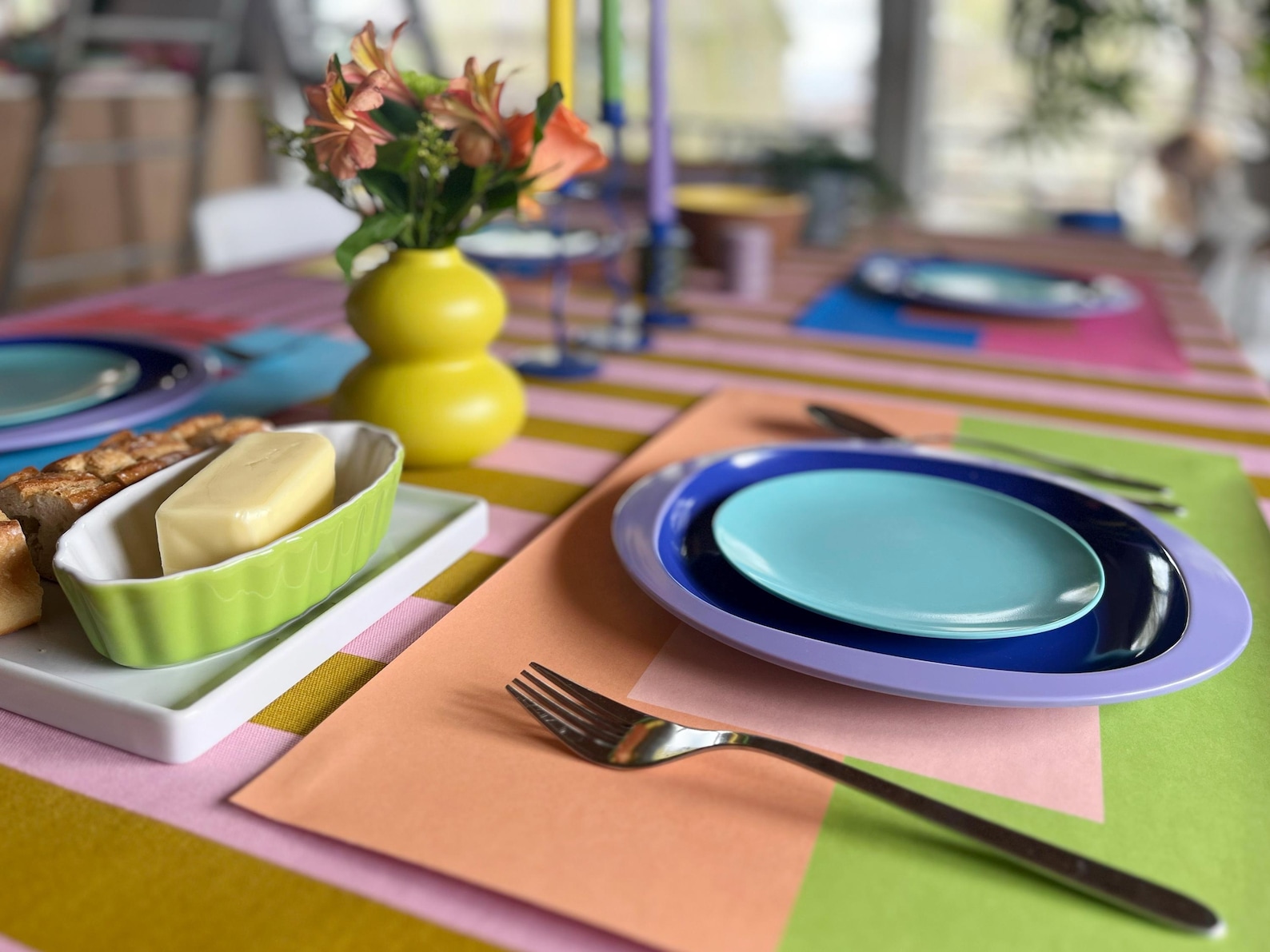 Colorblock Paper Placemats Light – Reusable Laminated or Disposable ...