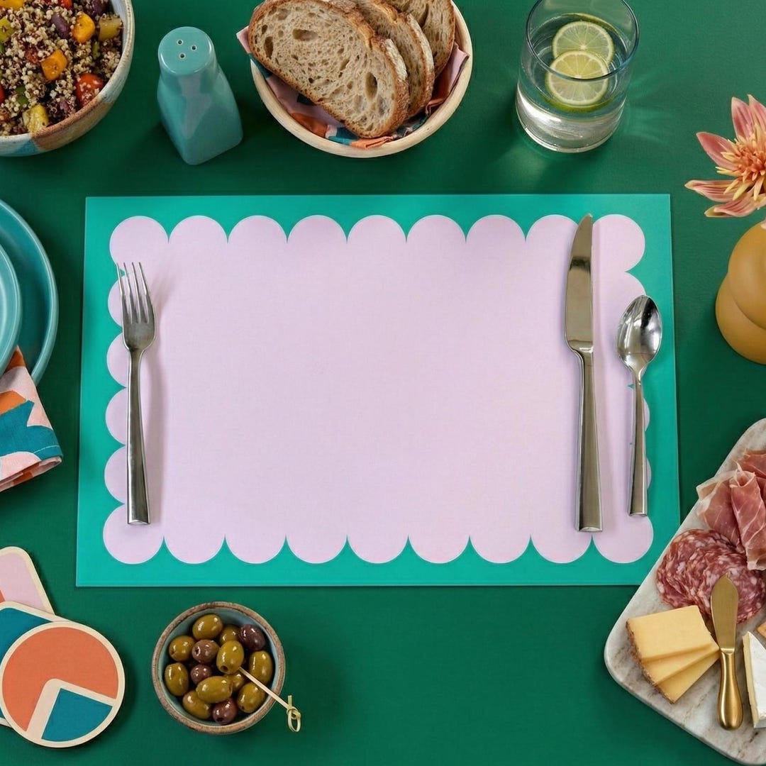 Scallop Paper Placemats – Reusable Laminated or Disposable Paper | Full ...