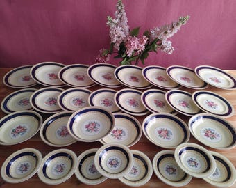 30 Piece Dinnerware Set Sherborne Wood & Sons England Vintage Plate/Bowl/Dish Gold Floral Dinner Set Antique Ceramic Tableware