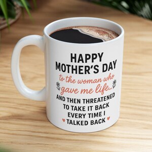 Happy Mother&#39;s Day Ceramic Mug, Gift for Moms, Coffee Cup for Mom, Floral Design Mug, 11oz Size