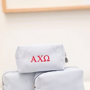 Custom Sorority Letter Bag, Sorority Bag, Greek Letters Bag, Seersucker Bag, Pencil Bag