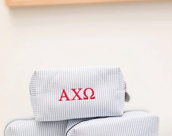 Custom Sorority Letter Bag, Sorority Bag, Greek Letters Bag, Seersucker Bag, Pencil Bag