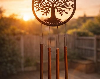 Tree of Life Wind Chime | Garden Wind Chime | Metal Outdoor Decor | Relaxing Garden Sound | Spiritual Garden Decor | Nature Gift UK