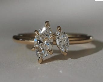 しろまま　◇マーキス◇　ルビー　ダイヤモンド　トップ マーキス ツーストーン ラボグロウンダイヤモンド トワ・エ・モア