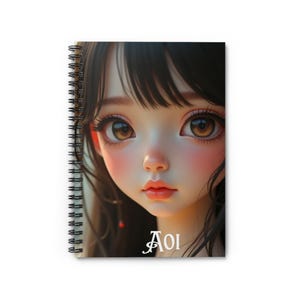 Aoi Spiralnotizbuch - Liniert, Süßes Journaling, Ästhetisches Briefpapier, Geschenk für Künstler, Ideal für die Schule