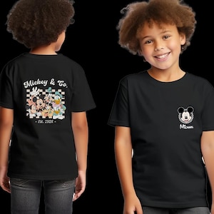 Personalisiertes Cartoon Kinder T-Shirt - Individueller Name Kleinkind T-Shirt - Niedliches Tierfreunde T-Shirt - Lustiges Geburtstagsgeschenk für Kinder Vintage Grafik T-Shirt