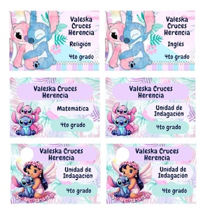 Etichette scolastiche STICH, adesivi scolastici imprimibles, etichette digitali scolastiche, etichette scolastiche digitali, adesivi scolastici stampabili.