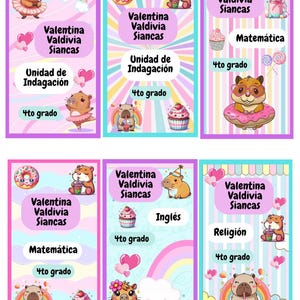 Capibara etiquetas escolares capibara stickers escolares capibara School Labels capibara School Stickers,capibara imprimibles stickers canva