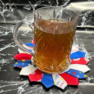 Red, White, and Blue Quilted Dresden Coasters Pack of 4