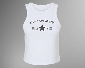 Alpha Chi Omega Big Sis Crop Top – Sorority Big/Little Reveal Cropped Tank