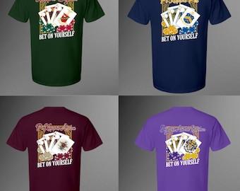 Fraternity Pocket Tee "Bet On Yourself” Poker Card Design / rush Week Shirt / Chapter Apparel / Graphic T-shirt