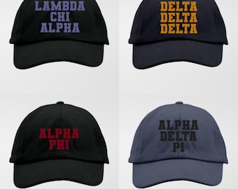 Embroidered Greek Letter Baseball Cap: Customizable Sorority Fraternity Hat