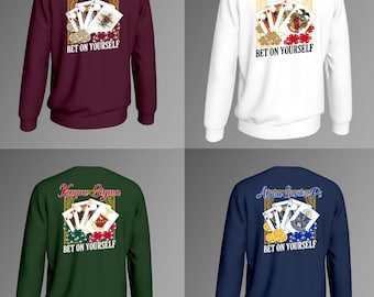 Fraternity Sweatshirt "Bet On Yourself” Poker Card Design / rush Week Shirt / Chapter Apparel / Graphic Sweatshirt