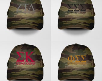 Customizable Camo Sorority/Fraternity Greek Letter Cap