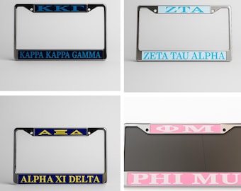 Sorority License Plate Frame | Greek Letter Car Accessory
