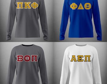 Customizable Embroidered Greek Letter Long Sleeve Shirt