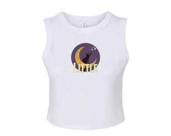 Big & Little Sorority Crop Top Moon and Cat Graphic, sorority gift