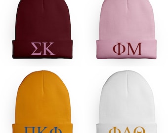 Embroidered Greek Letter Beanie: Custom Sorority Fraternity Hat
