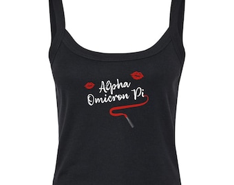 Alpha Omicron Pi Lipstick Kiss Crop Tank – Sorority Bid Day & Big/Little Reveal Top